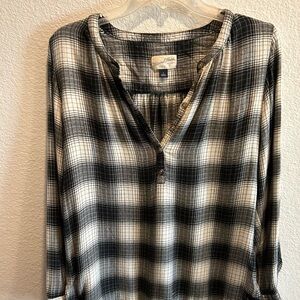 Plaid Black and White Women's Top